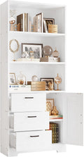 IRONCK Bookshelf with Drawers, 71 in Tall Bookcase with Doors and 3-Tier Shelves, for Bedroom Living Room Entrance Hallway Home Office