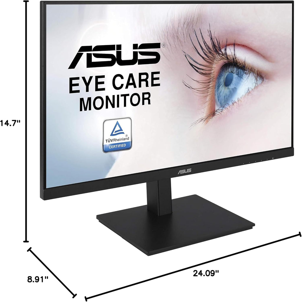 ASUS VA27DQSB 27' Monitor, 1080P Full HD, 75Hz, IPS, Adaptive-Sync, Eye Care, HDMI DisplayPort VGA USB Hub, Frameless, Ergonomic Design, VESA Wall Mountable,Black