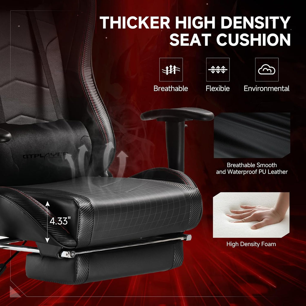 GTPLAYER Gaming Chair,Gamer Chair with Bluetooth and Adjustable Backrest,Seat Height Adjustable Computer Chairs with 3D Armrests,Video Game Chair with Footrest Speakers (Black)