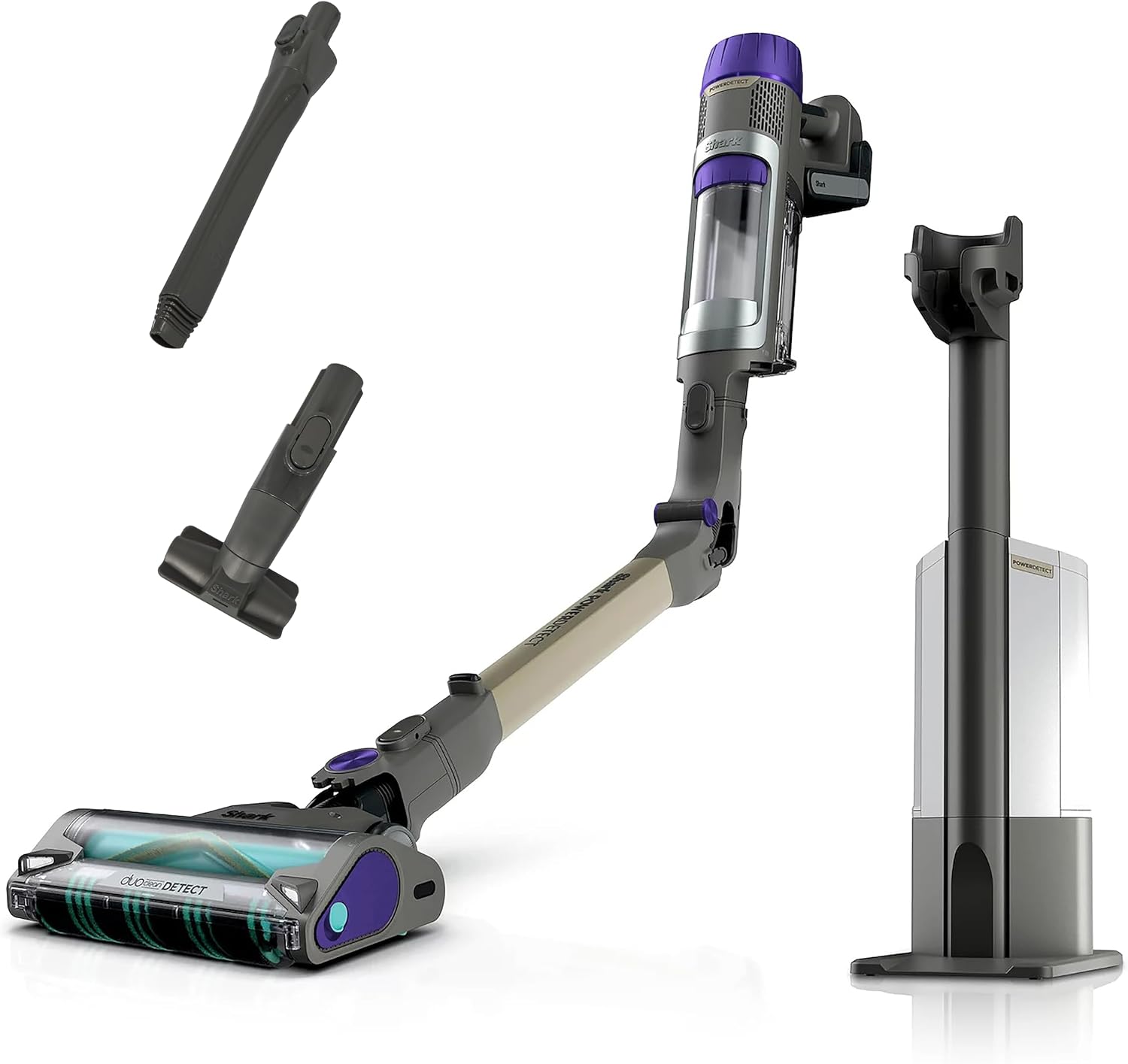 Shark Cordless Vacuum Cleaner with HEPA Filter, PowerDetect Clean & Empty, Powerful Suction, Auto-Empty System, Pet Hair Pickup, Carpets & Hardfloor, Purple/Gold (Renewed)