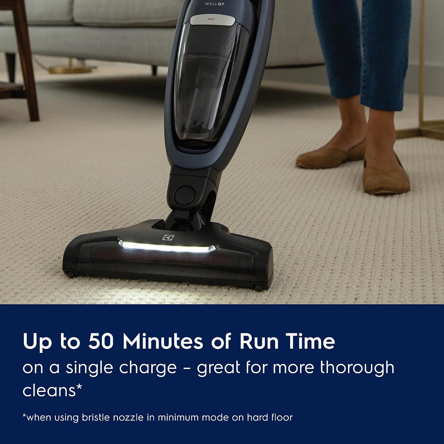 Electrolux WellQ7 Pet Cordless 2-in-1 Vacuum Cleaner with Motorized PetPro+ Nozzle for Easy Pet Hair Removal, 50-Minute Run Time, 2 Power Modes, Indigo Blue