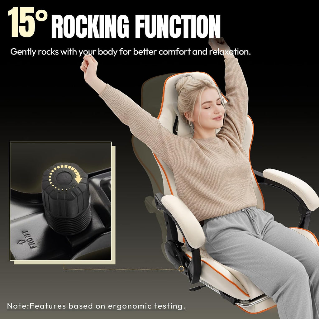 Dowinx Big and Tall Gaming Chair 350LBS, Racing Style Ergonomic Computer Chair with Side-Mounted Recline Control, Footrest & Massage Lumbar, High Back Chair with Embroidered Design for Gaming or Work