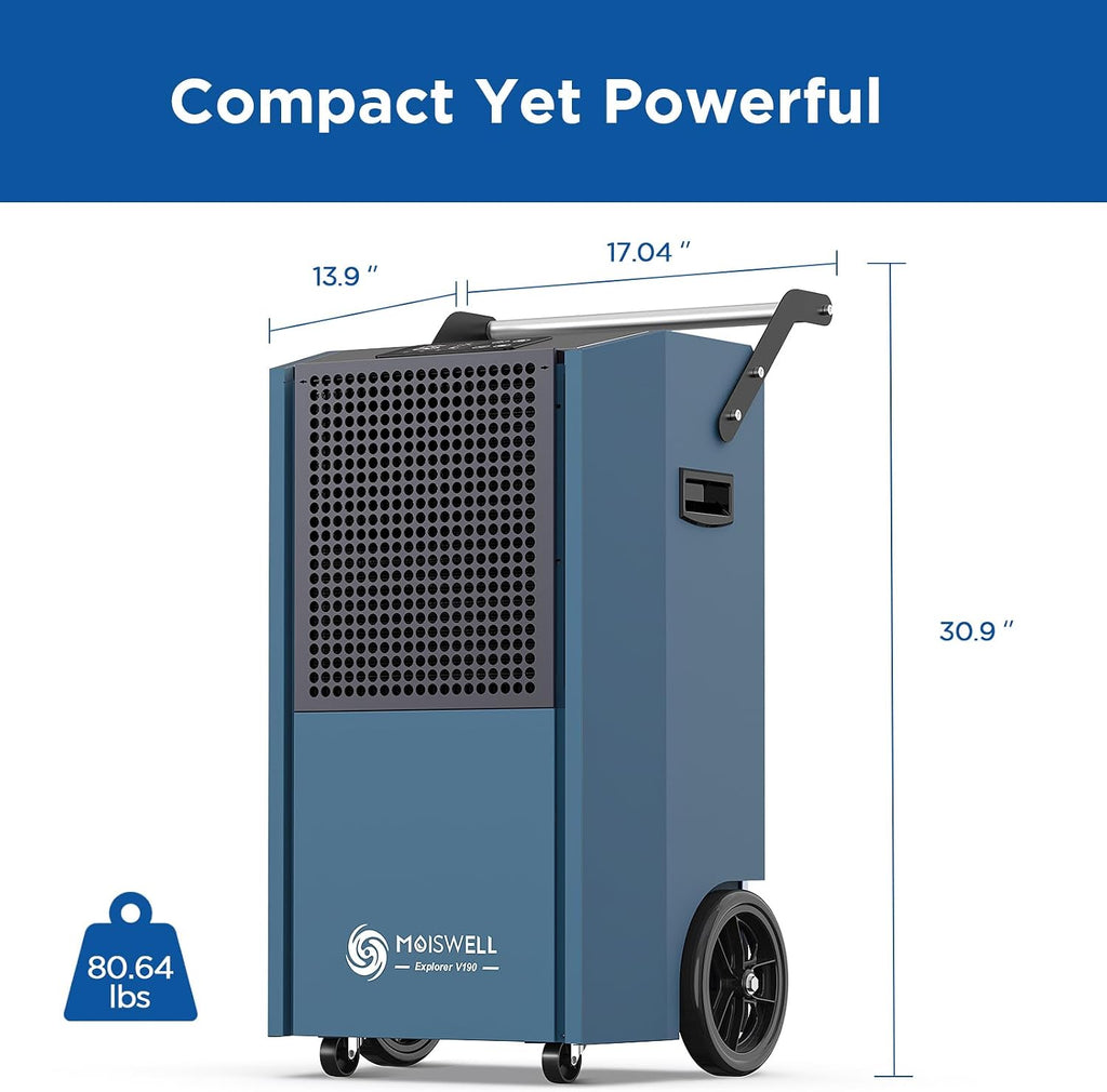 190 Pints Commercial Dehumidifier with Pump Portable Industrial Heavy Duty Moisture Removal Dehumidifiers for Basements with Auto Drain,Powerful Humidity Control for Large Spaces