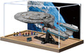 Acrylic Display Case for Lego 10356 Star Trek: Federation Starship Building Set– Dustproof Display Box & Showcase, Display Box Compatible with Lego 10356-Only Display case (Back Spray Wood Base 1)