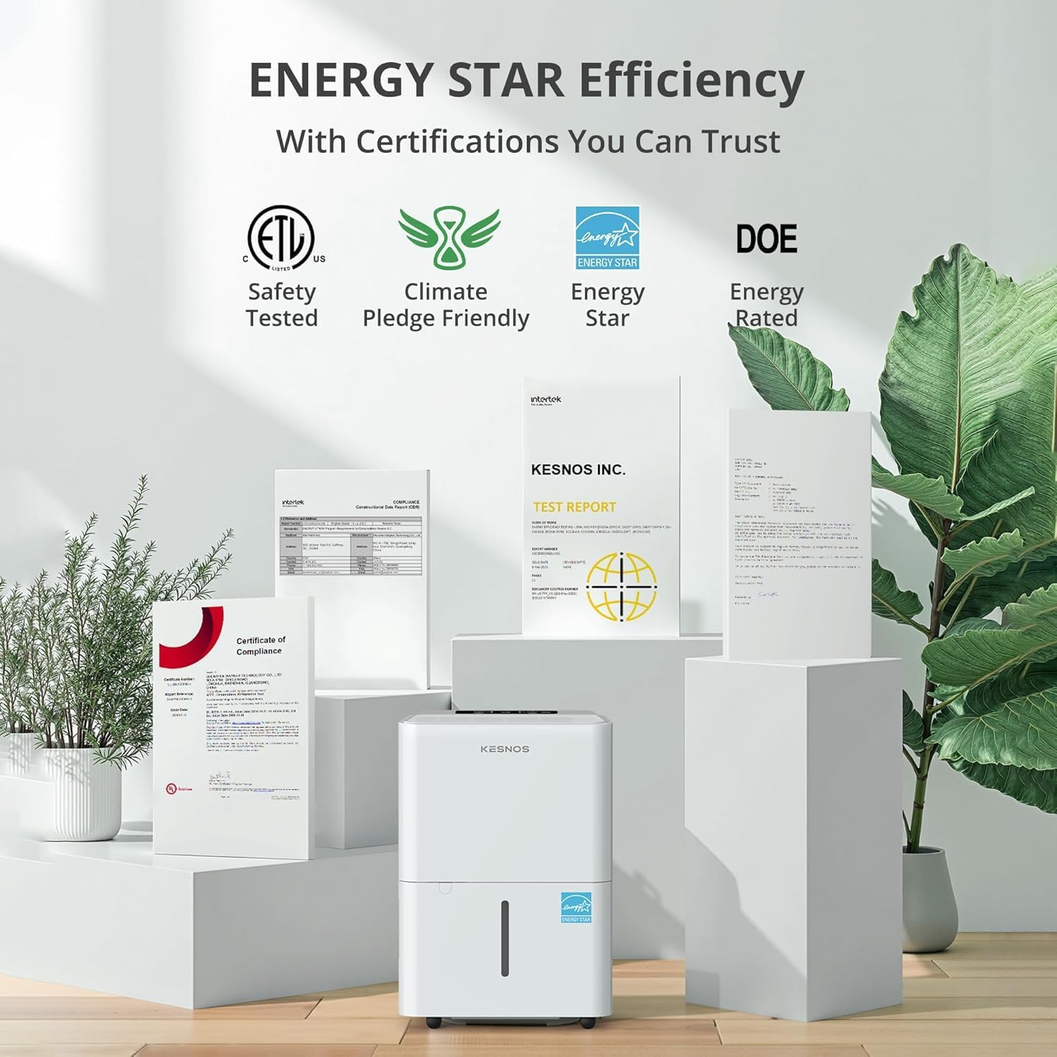 Kesnos 2,500 Sq. Ft. Energy Star 2025 Dehumidifier for Basement & Home, 4 Pre-Set Modes, Timer, Auto Defrost, Ideal for Bedroom with Ultra Quiet 36 dB, 0.39-Gallon Water Tank with Drain Hose