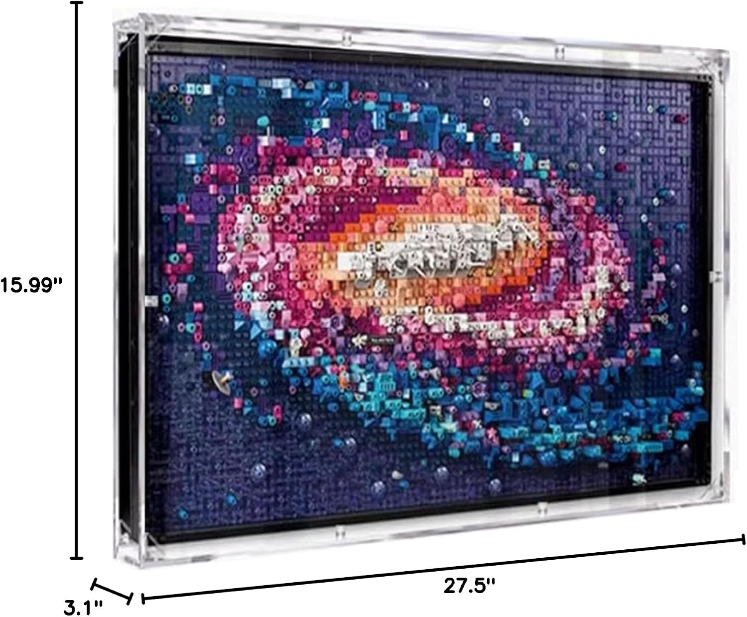 Transparent Lego 31212 Galaxy Pixel Art Wall Mounted Picture Frame Dusty Display Case with Open Door Wall Mounted Model (31212 Milky Way lego Set Model Not Included)