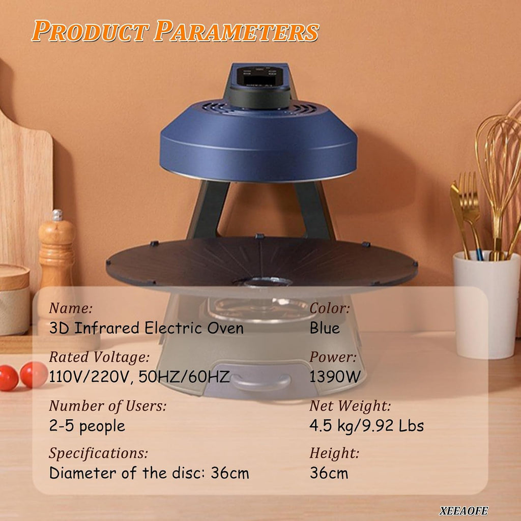 Indoor Grill with 360° Rotation, Smokeless Electric Grill & Griddle, Smart LED Display & Timer, Non-Contact Heating, Removable Non-Stick Plates