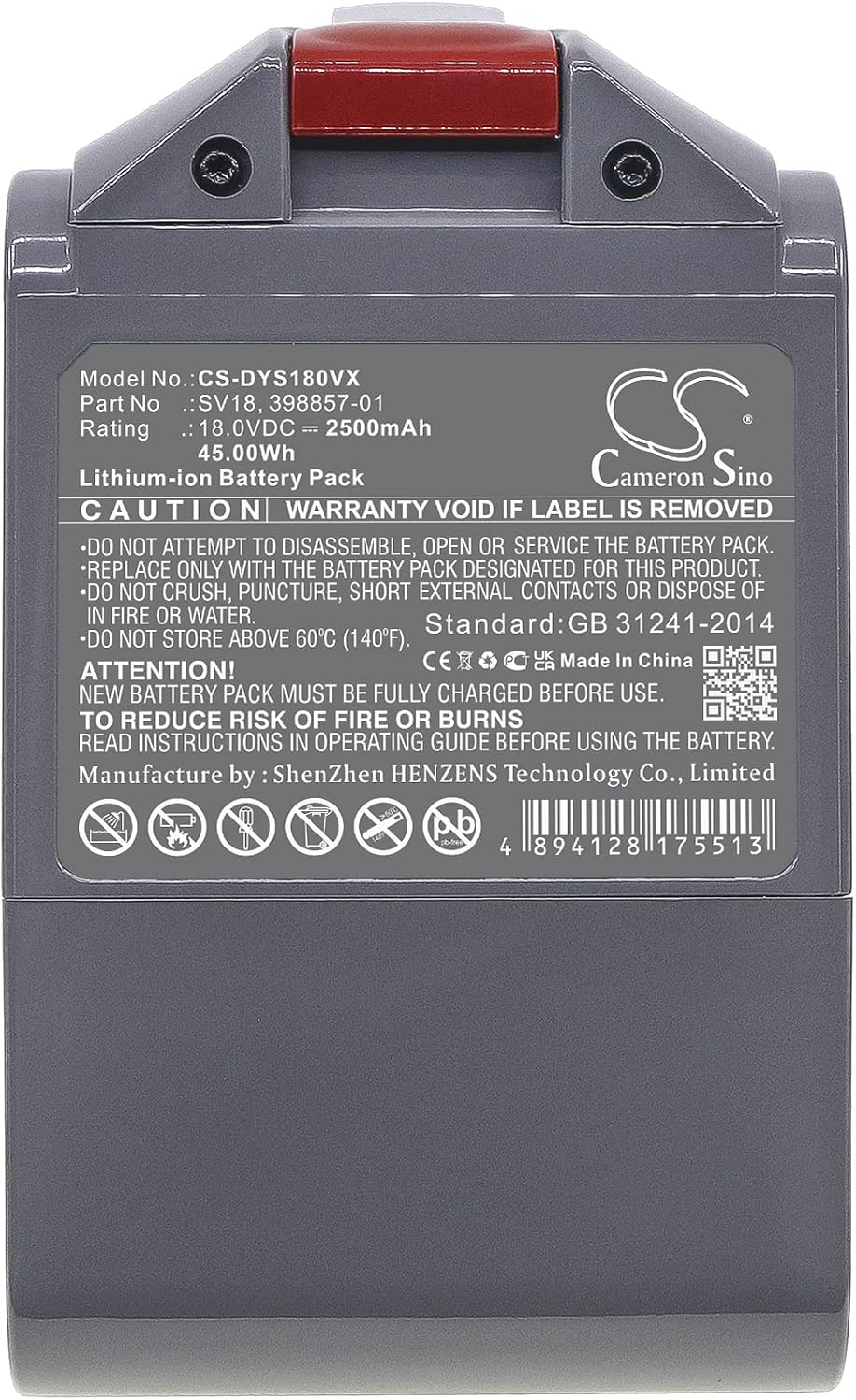 Replacement Battery for Dyson Digital Slim Fluffy Extra, Digital Slim Fluffy Pro, V10 Digital Slim, V10 Digital Slim Fluffy Extra, V10 Slim, V11 Slim, V12 Detect Slim, V15 Detect (2500mAh/18.0V)