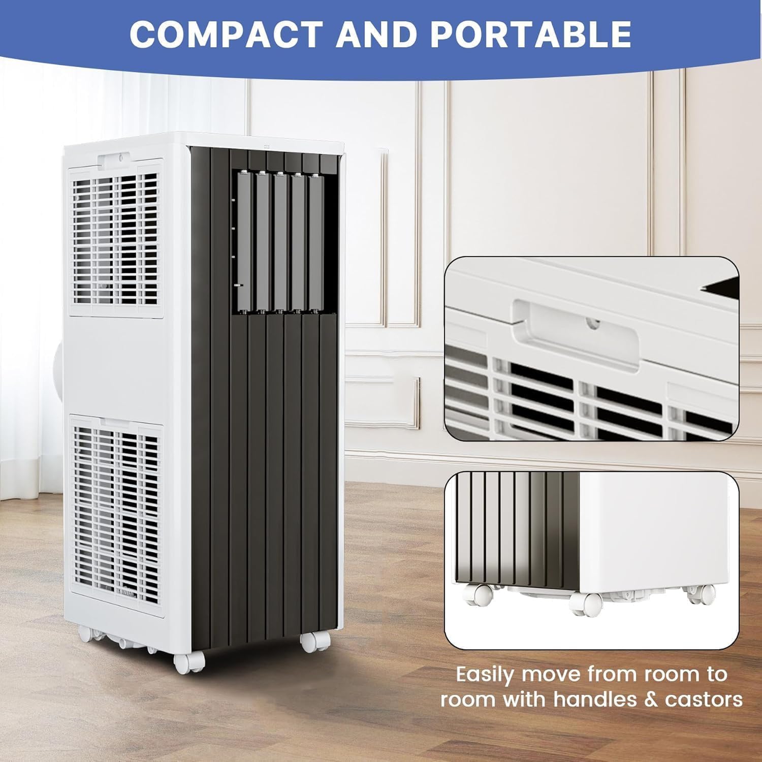 GarveeHome 8000 BTU Portable Air Conditioner, 3-In-1 AC Unit with Fan & Dehumidifier, Quiet Cooling for Rooms Up to 350 Sq.Ft, Remote Control & 24H Timer, Ideal for Bedroom or Apartment Use