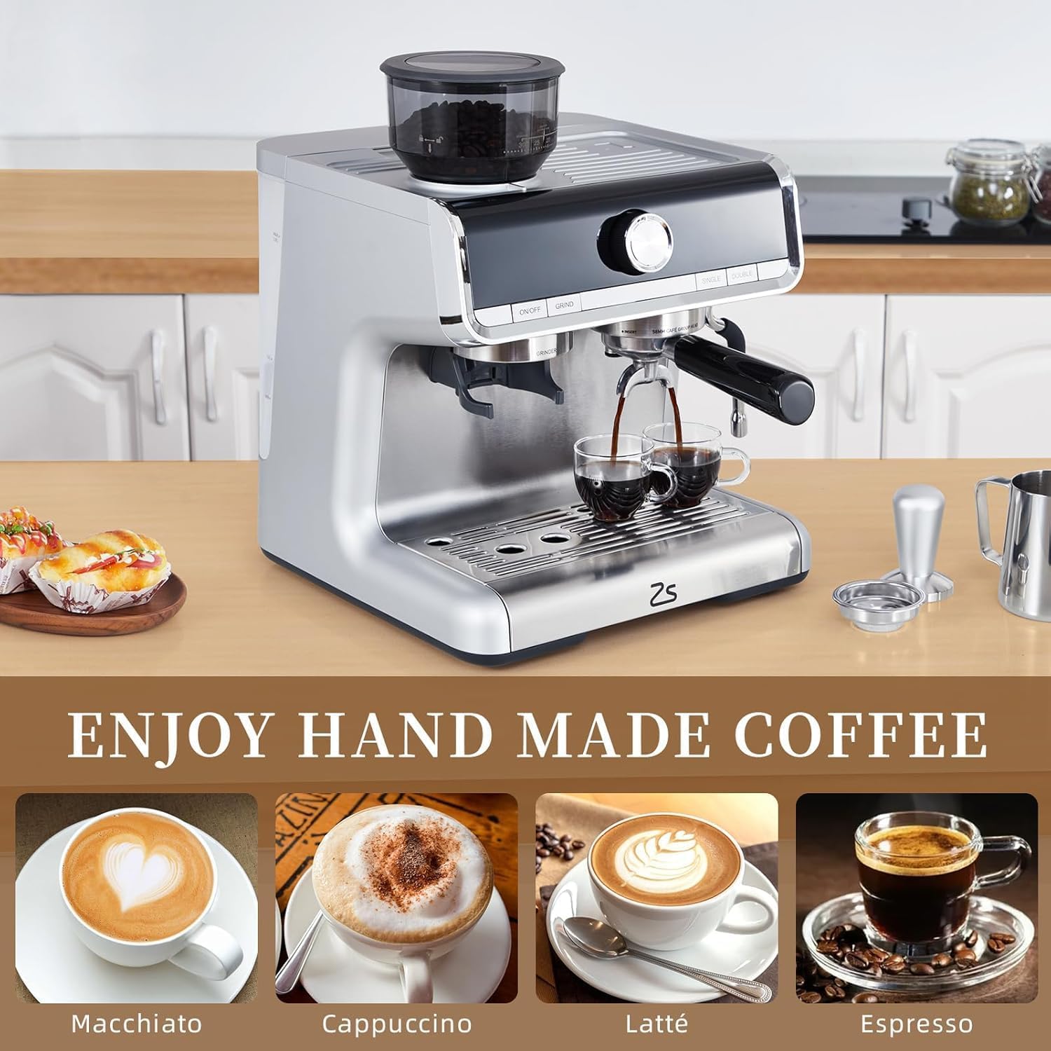 Espresso Machine, 20 Bar Semi-Automatic Espresso Coffee Maker With Steamer Wand for Cappuccino, Latte, 95-Ounce Water Tank