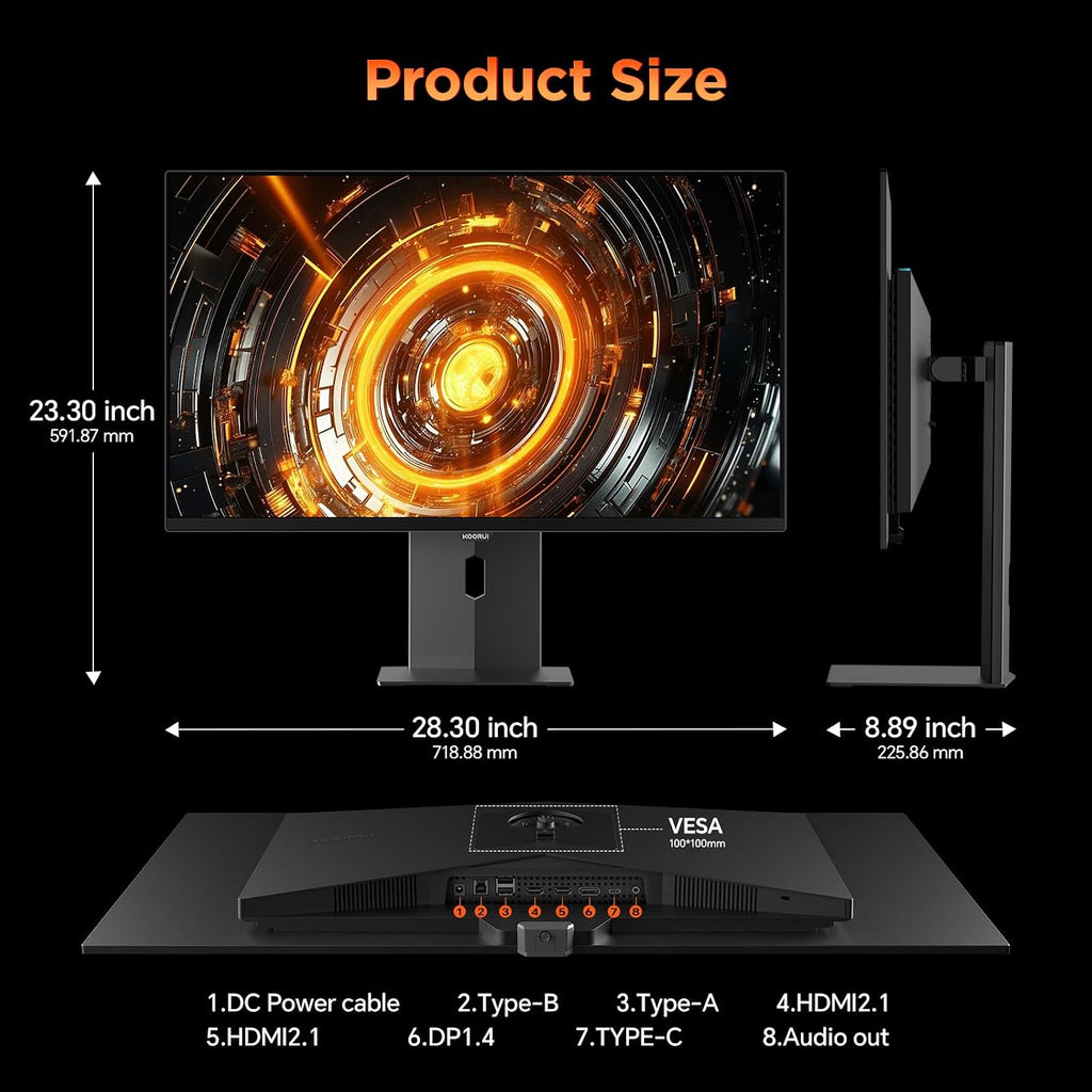KOORUI 32 Inch 4K OLED Gaming Monitor, UHD 3840x2160, 240Hz 0.03ms Computer Monitors, HDR True Black 400, 99% DCI-P3, AdaptiveSync, DP&HDMI, Tilt/Pivot/Swivel/Height Adjustable, USB Type-C, S3241XO