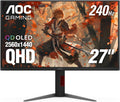 AOC Q27G4ZD 27' QD OLED Gaming Monitor, QHD 2560 x 1440, 240Hz 0.03ms, HDMI 2.0 x2, Display Port x2, G-Sync Compatible, Console Gaming Ready, 3-Year Zero-Bright-Dot