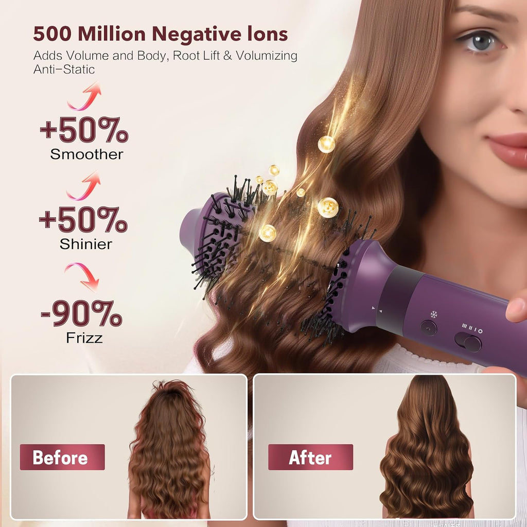 StyleVibe 8-in-1 Air Styler, Hair Dryer & Blow Dryer Brush with Travel Case - Auto Wrap Curls (L/R), Fast Drying, Thermal Round Brush for Smooth Blowouts & Frizz-Free Volume, No Heat Damage