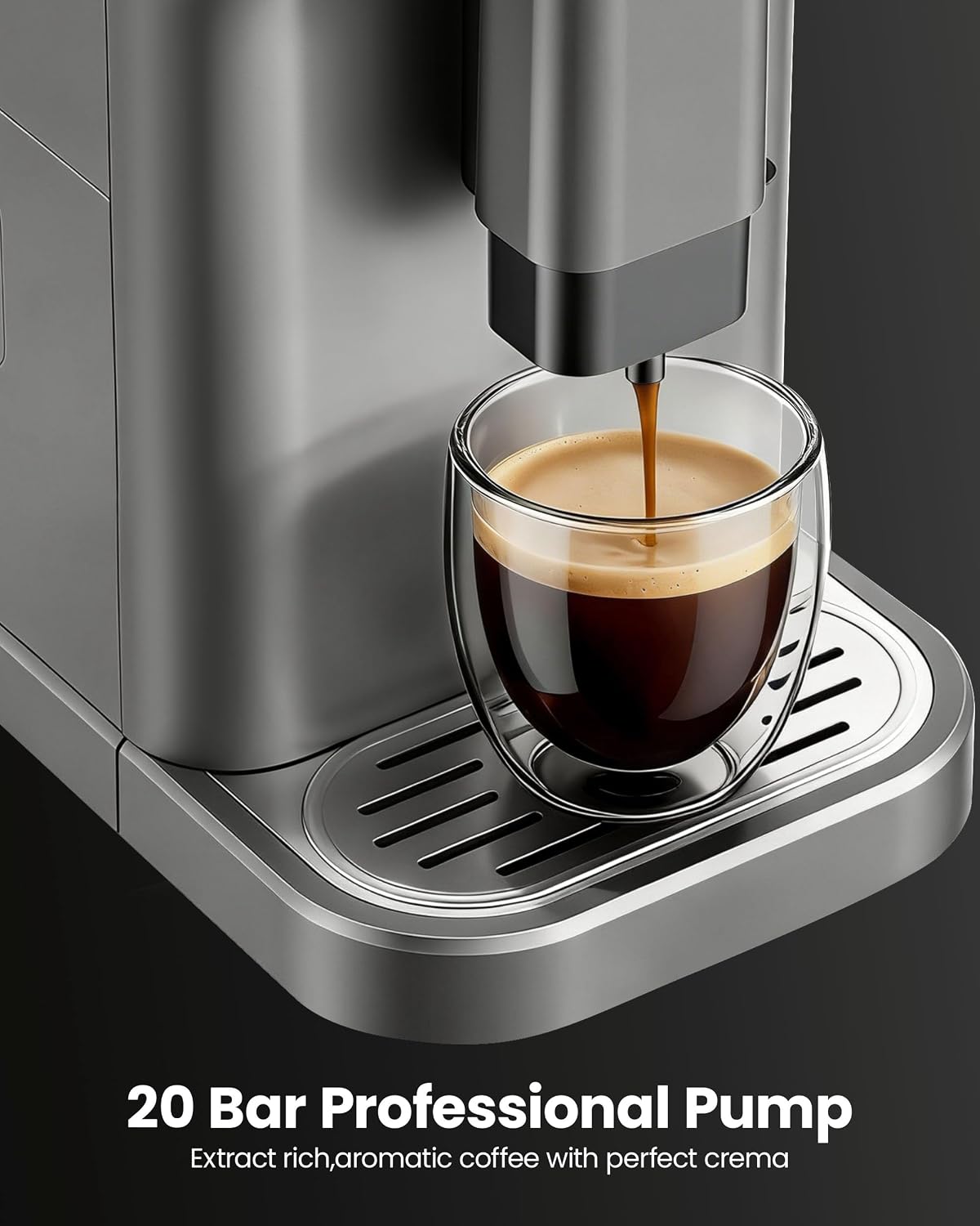 Automatic Espresso Machine, 20 Bar Espresso Maker with Touch Control, 15-Grind Settings Super Automatic Coffee Machine with Integrated Milk Frother, Auto Self-Cleaning