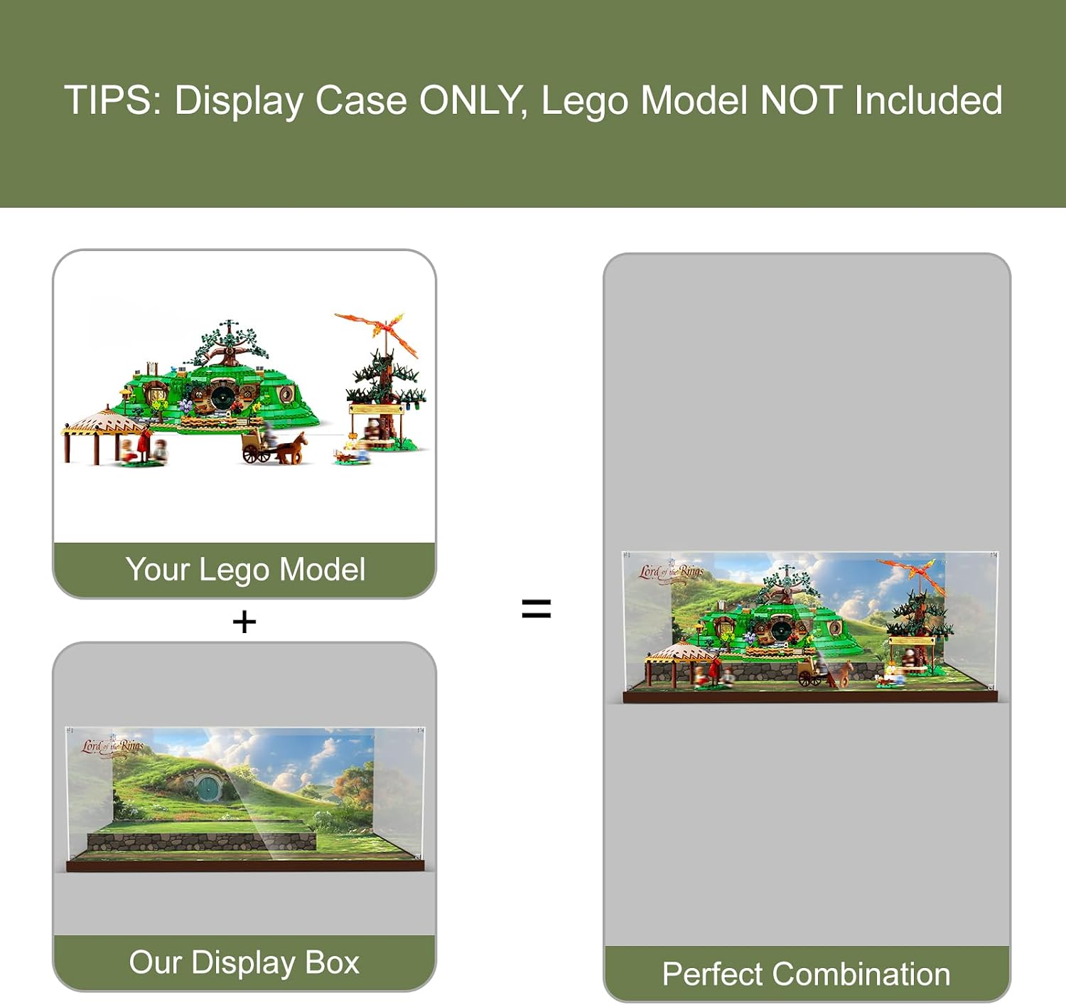 Clear Acrylic Display Case for Lego 10354 The Lord of The Rings: The Shire– Dust-Proof Protective Showcase Box (Lego Set NOT Included)