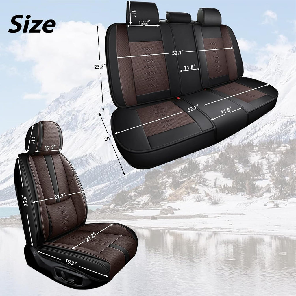 Leather Seat Covers for Lexus LS 460 2007-2017,Premium Car Seat Covers Full Set,Waterproof Car Seat Protectors with Airbag,Comfort Interior Cover Seats for Cars(Black+Brown)