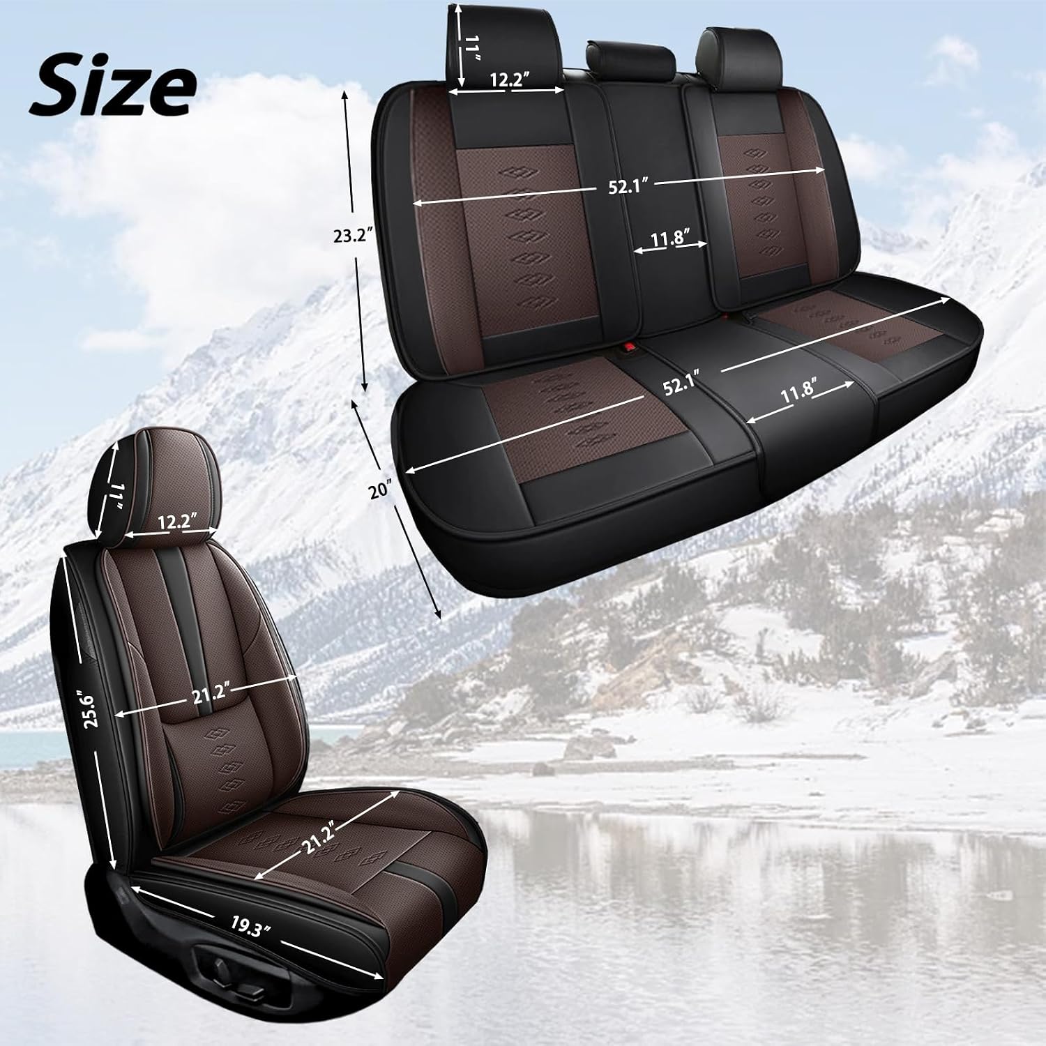 Leather Seat Covers for Lexus LS 460 2007-2017,Premium Car Seat Covers Full Set,Waterproof Car Seat Protectors with Airbag,Comfort Interior Cover Seats for Cars(Black+Brown)