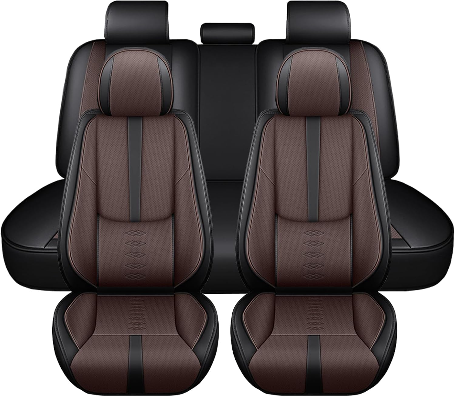 Leather Seat Covers for Lexus LS 460 2007-2017,Premium Car Seat Covers Full Set,Waterproof Car Seat Protectors with Airbag,Comfort Interior Cover Seats for Cars(Black+Brown)