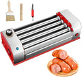 Hot Dog Roller, 4 Rollers 8 Hot Dogs Capacity 600W Stainless Sausage Grill Cooker Machine with 0-250℃ Control Knob Automatic Electric Contact Grills Separate Oil Pan