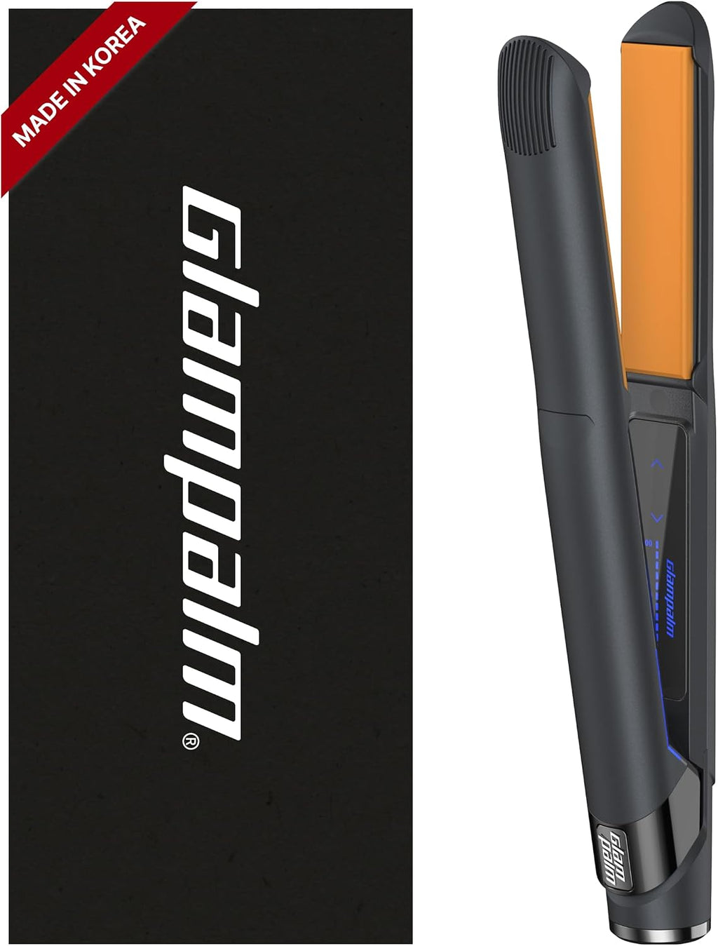 GLAMPALM GlamMuse 1' | All-Ceramic Flat Iron Infused with Vita-C, Salon Results with Less Heat Damage, Trusted by K-Pop Hair Stylists, Dual Voltage Hair Straightener, Silk Press | GP201T