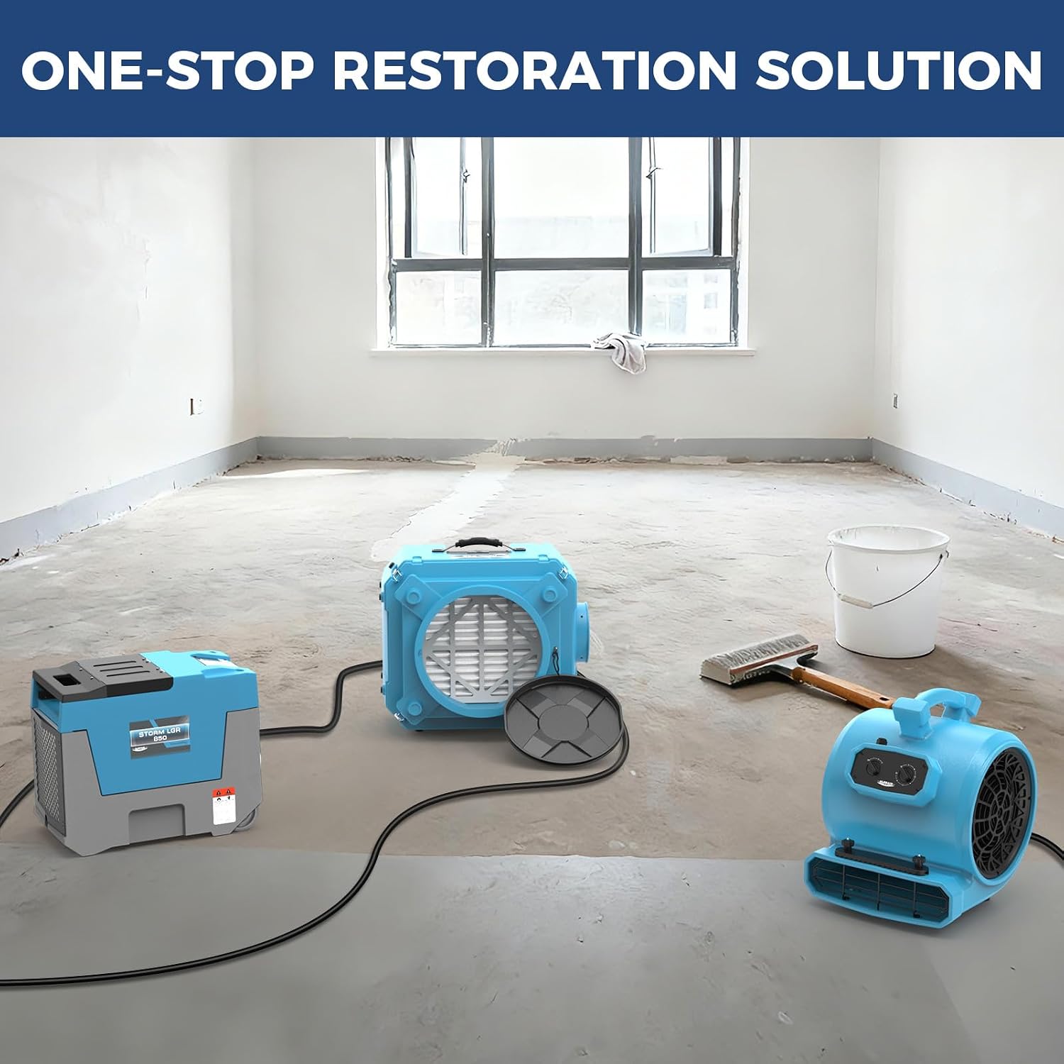 ALORAIR Water Damage Restoration Combo Package 8x Air Mover 2x Air Scrubber 1x Commercial Dehumidifier Ideal for Industrial, Commercial & Home Use-Set 3