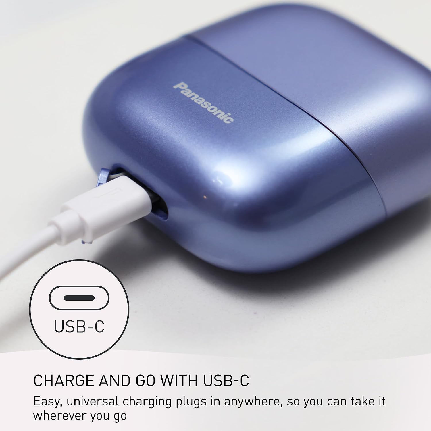Panasonic Swipe Right Travel Shaver for Women, Portable Electric Razor with USB-C Charging, 3-Blade Cutting System for Dry or Wet Use - ES-CM3A-V