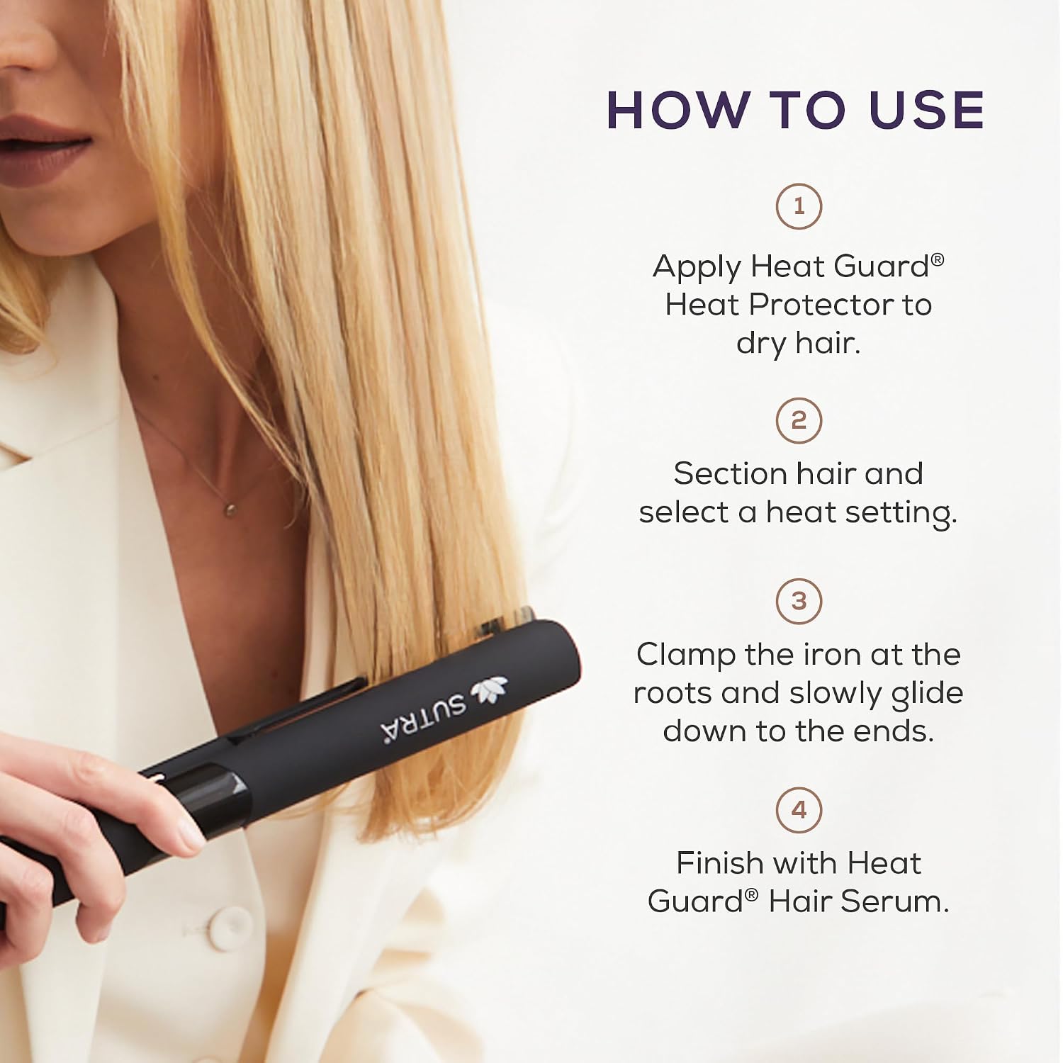 Sutra Professional IR2 Flat Iron - Ionic Infrared Hair Straightener with Adjustable Temperature, Auto Shut-Off & Swivel Cord - Straight Iron for Straightening Hair - Rose Gold Titanium Plate