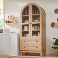 IFGET 71' Tall Arched Kitchen Pantry, Modern Farmhouse Wood Kitchens Storage Cabinets with 2 Large Drawers and Adjustable Shelves, Versatile Cupboard for Kitchen, Dining Room, Bathroom, Natrual
