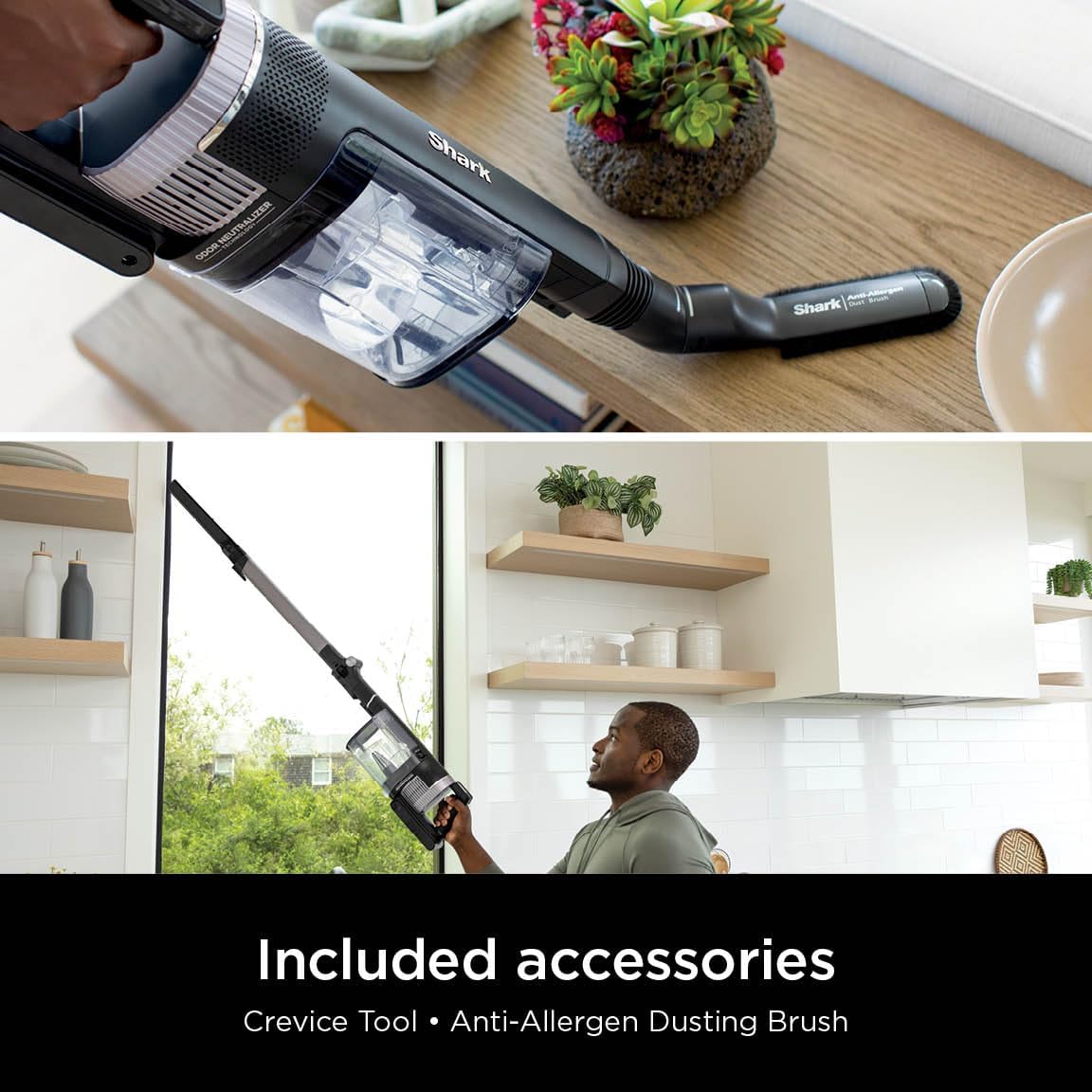 Shark Stratos Cordless Vacuum with Clean Sense IQ and Odor Neutralizer, MultiFlex Wand, Includes Crevice Tool & Anti-Allergen Brush, Up To 60 Minute Runtime, Ash Purple, IZ862H