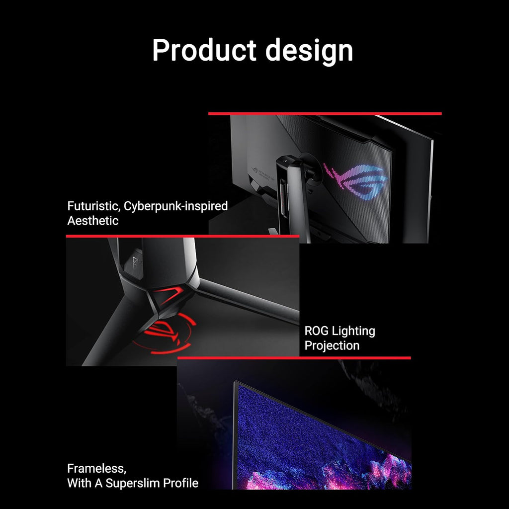 ASUS ROG Swift 32' 4K OLED Gaming Monitor (PG32UCDM) - UHD (3840 x 2160), QD-OLED, 240Hz, 0.03ms, G-SYNC Compatible, Custom Heatsink, Graphene Film, 99% DCI-P3, True 10-bit, 90W USB-C