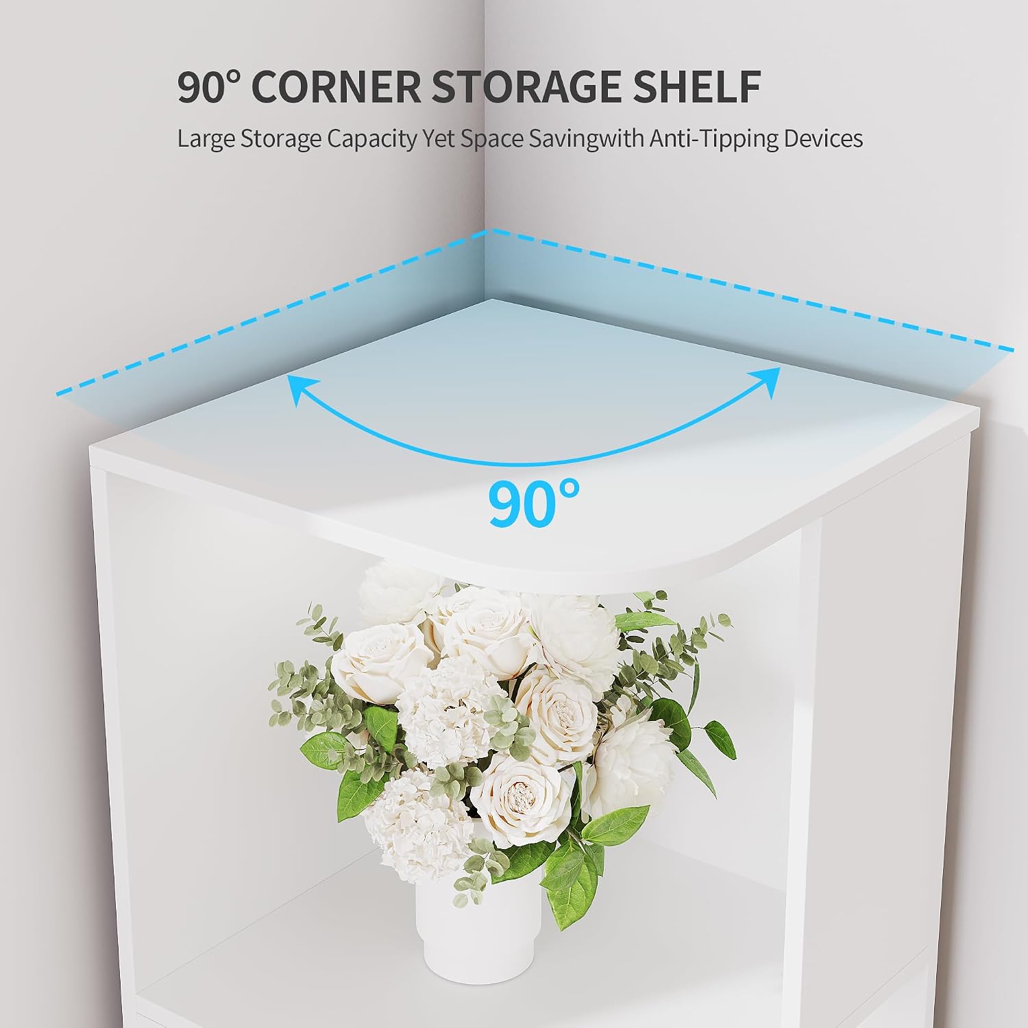 5 Shelf Bookcase - Corner Bookshelf with 3 Colors LED Sensor Lights Modern Cube Storage Organizer for Lego Books Living Room Study Bedroom - Ideal Gift (White)
