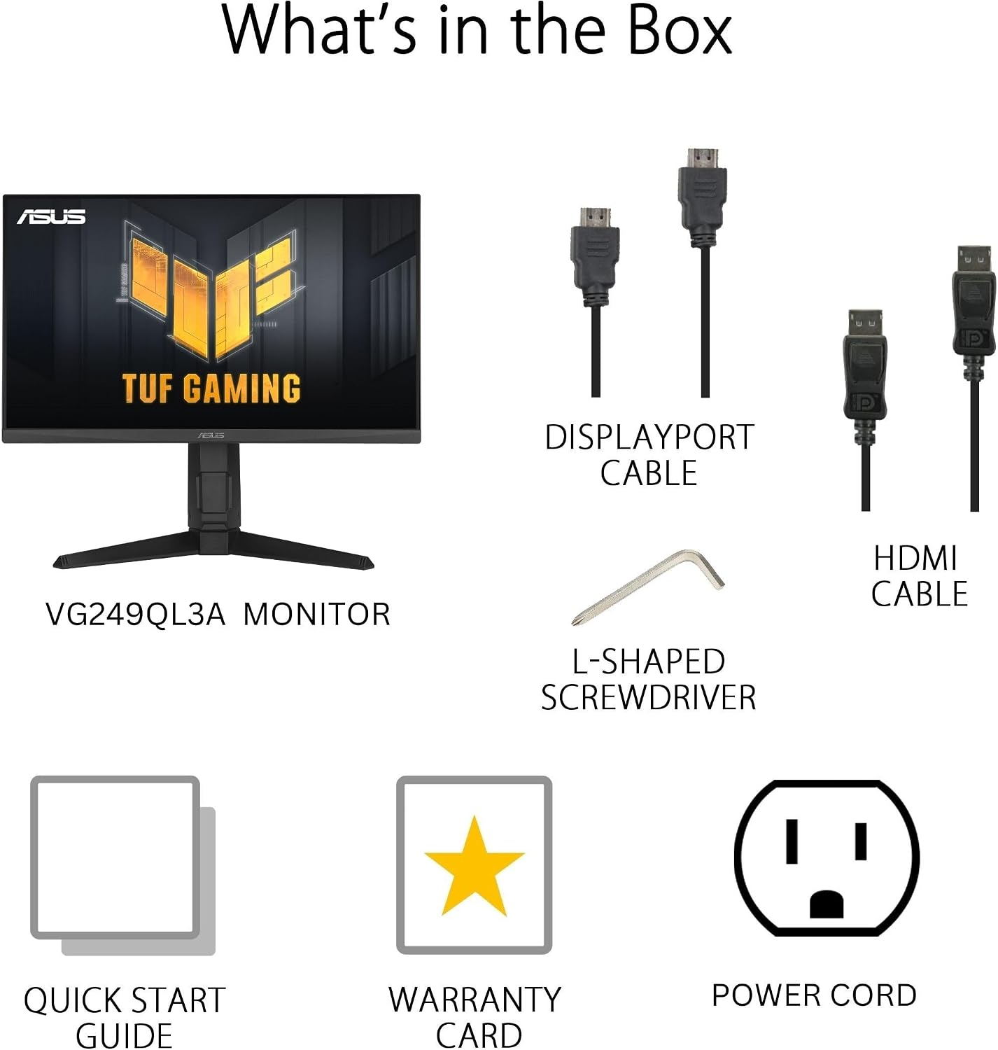 ASUS TUF Gaming 24' (23.8' viewable) 1080P Monitor (VG249QL3A) - Full HD, 180Hz, 1ms, Fast IPS, ELMB, FreeSync Premium, G-SYNC Compatible, Speakers, DisplayPort, Height Adjustable, 3 Year Warranty