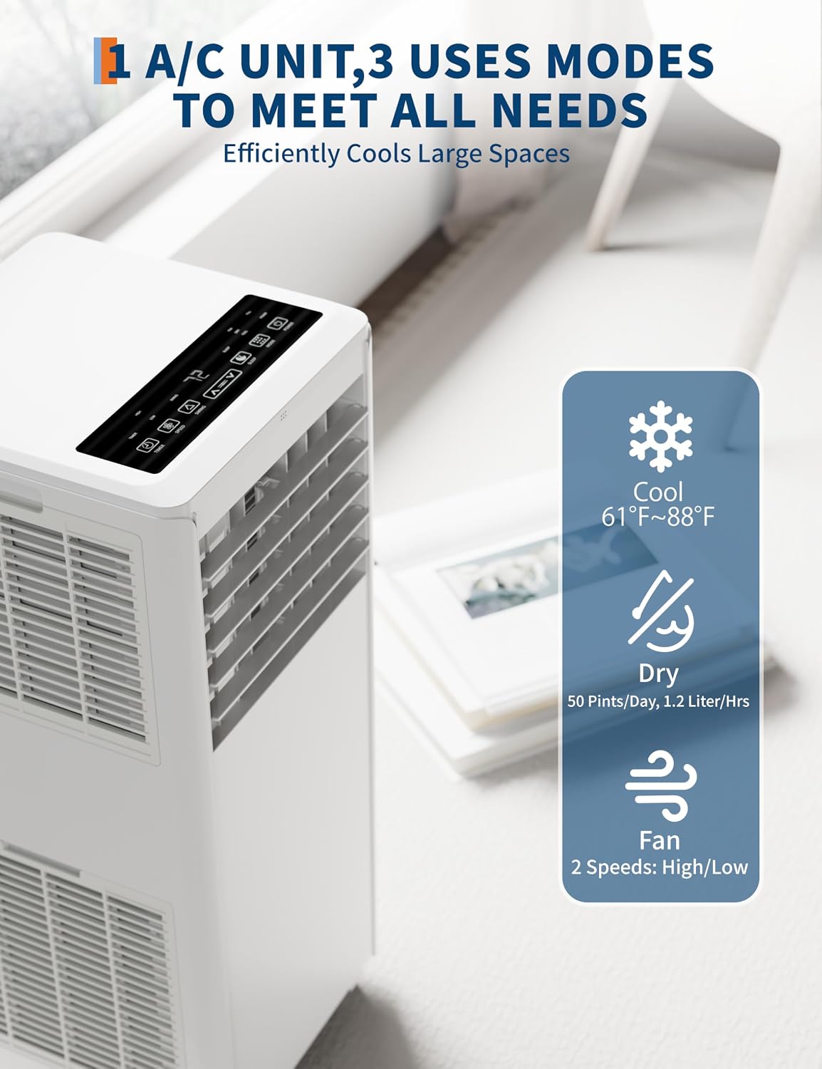 GarveeHome Portable Air Conditioner 8000 BTU – Compact Floor AC Unit with Dehumidifier, Fan, Sleep Mode & Remote, Energy Efficient Cooling for Small to Medium Rooms (Up to 350 Sq. Ft)