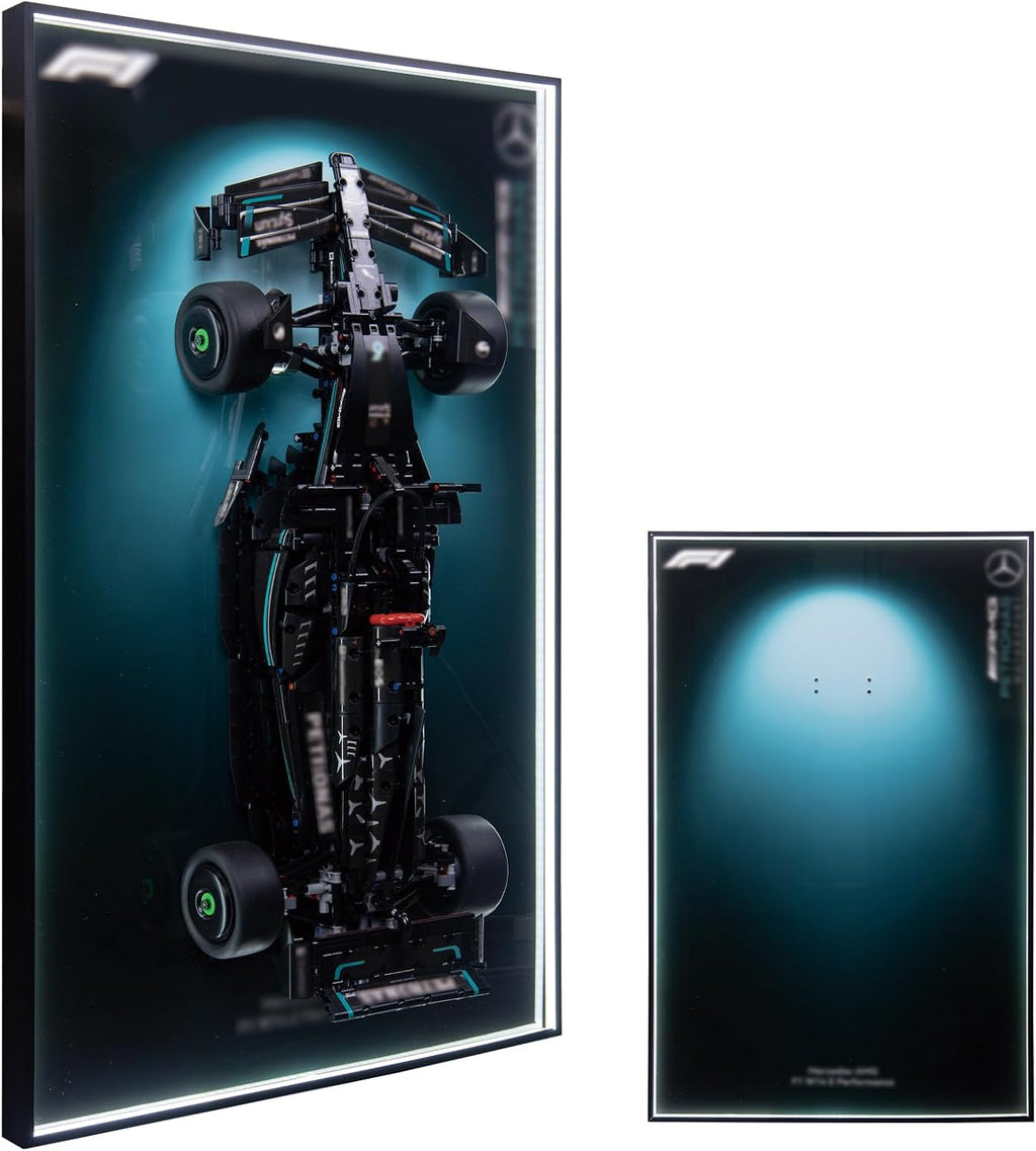 Display Wallboard for Lego Technic Mercedes F1 W14 E Performance Model Car 42171,Display Board with LED Lights,Adult Collectibles Wall Mount,Gift Idea, Home Decor(No Car Included)