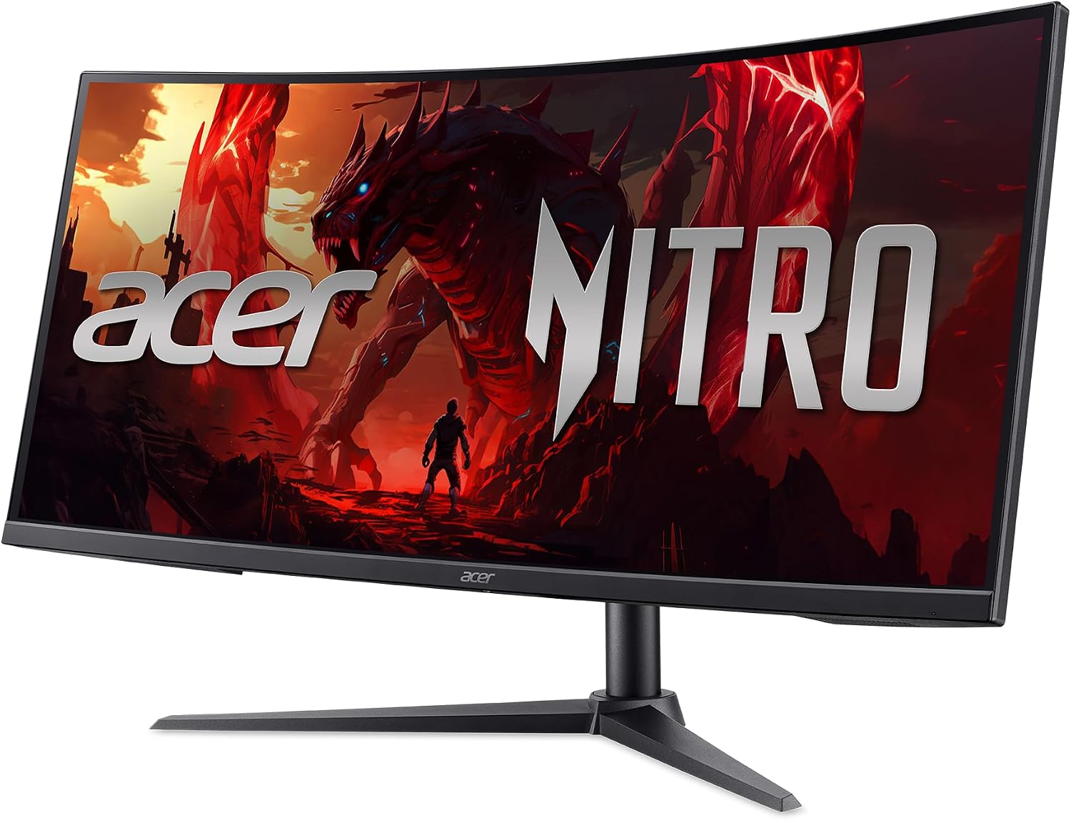 acer Nitro 34' Gaming Monitor | QHD 3440 x 1440 | 1500R 21:9 Curved | AMD FreeSync Premium | 200Hz Refresh Rate | 1ms (VRB) | sRGB 99% | 1 x Display Port 1.4 & 2 x HDMI 2.1 Ports | XZ340CUR X0bmiiphx