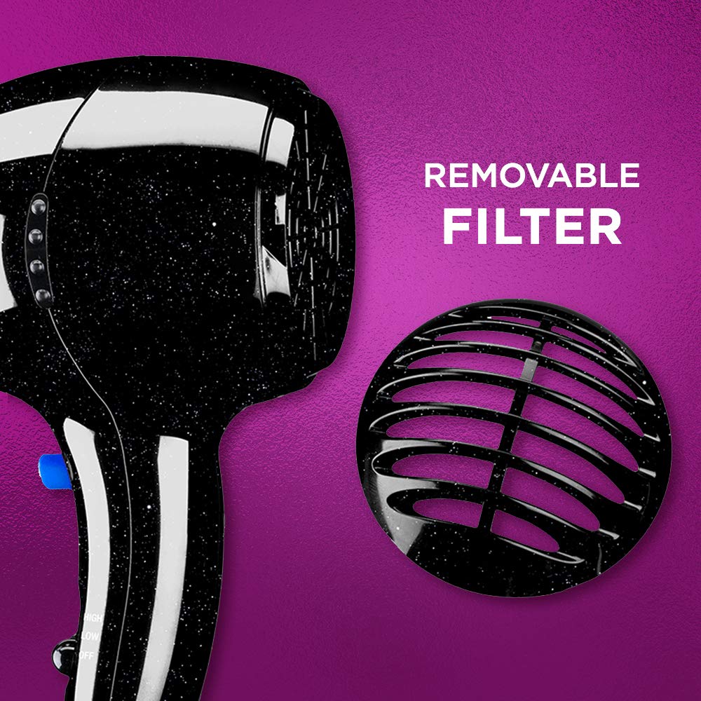 Conair Hair Dryer,1875W Full-Size Hair Dryer with Ionic Conditioning,Blow-Dryer,Tourmaline Ceramic Technology for Quick Drying,Black/Chrome,(Pack of 4)