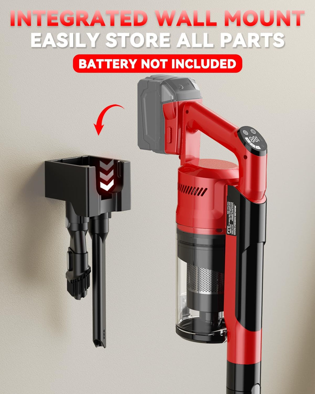 350W Cordless Vacuum Cleaner for Milwaukee Battery, 35kPa Brushless Lightweight Stick Vacuum with 3 Mode Suction, 6 in 1 Stick Vacuum Cleaner with HEPA for Floor, Carpet, Car (Battery Not Included)