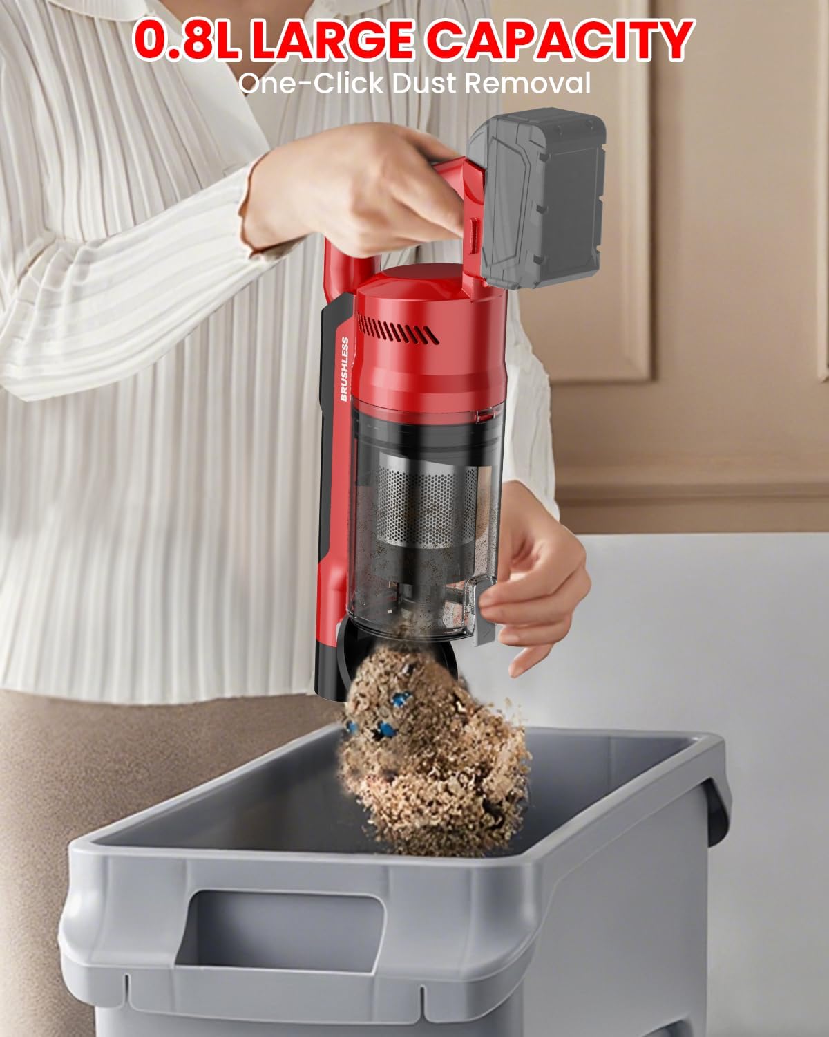 Cordless Vacuum Cleaner for Milwaukee Battery, 7-in-1 Lightweight Stick Vacuum with HEPA Filter, 35KPA Suction, 350W Brushless Motor, 3 Modes for Carpet, Floor, Car (Battery Not Included)