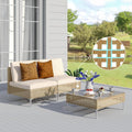 Grand patio 3-Piece Wicker Patio Furniture Set, Outdoor Sectional Sofa with Water Resistant Beige Thick Cushions and Coffee Table, Cream