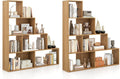 Tangkula 4-Tier Stepped Bookshelf, Freestanding 6 Cubes Ladder Bookcase with Anti-Tipping Kits, 64' Tall Modern Wooden Storage Display Rack for Home Office Living Room Study (2, Natural)