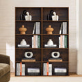 5-Tier Open Bookshelves and Bookcases Set of 2, Farmhouse Bookshelf with Display Storage Shelves, Wooden Bookcase for Living Room, Home Office, Bedroom, Brown