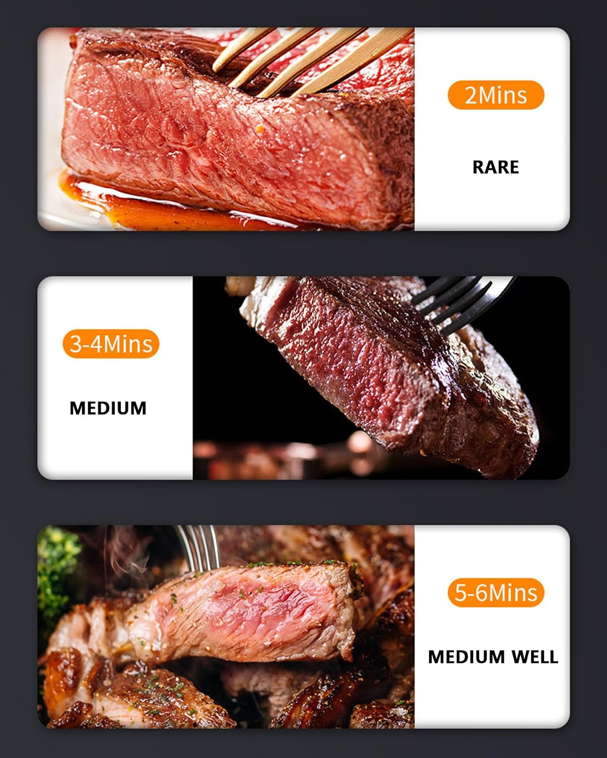 Steak Searer,Steak Grill,5.0min Fast Preheating,Maximum Temperature 800℃,Time and Temperature Can Be Set,Suitable for Family Gatherings, Restaurants,Camping