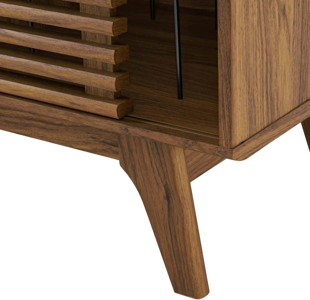 Modway Render Mid-Century Modern 37' Vinyl Record Display Stand in Walnut