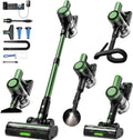 Cordless Vacuum Cleaner, 58Kpa Vacuum Cleaners for Home, 55Mins Stick Vacuum with Self-Standing & LED Display, Anti-Tangle & Wall Mount Charging (Green Black)