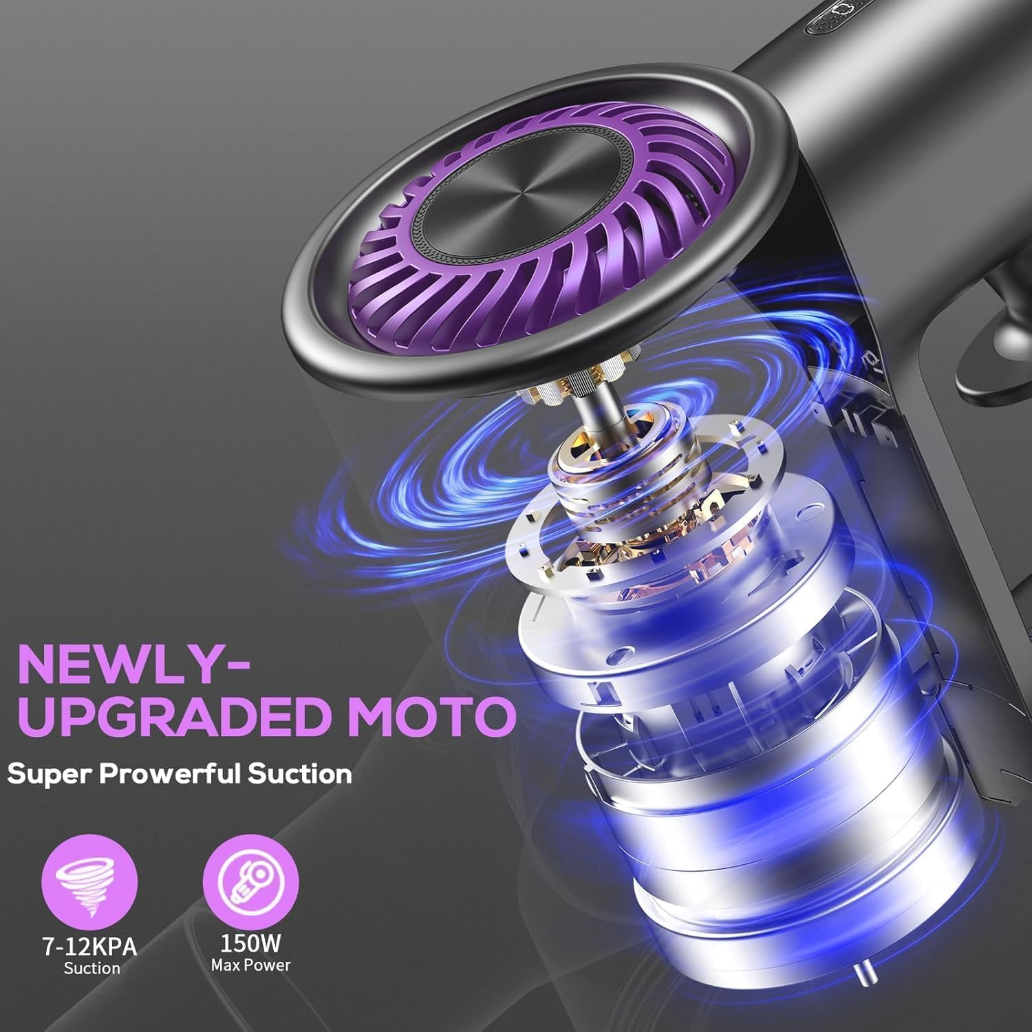 MBTTODF Cordless Vacuum Cleaner,Self-Standing Vacuum Cleaners for Home,Powerful Suction Stick Vacuum Cordless Rechargeable with LED Touch Screen Lightweight Vacuum for Pet Hair Carpet