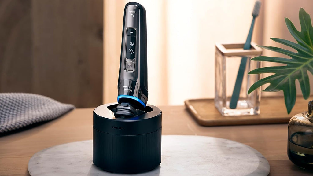 Philips Shaver Razor Series 9000 Prestige, Wet and Dry Electric Shaver, Lift & Cut Shaving System, SenseIQ Technology, Precision Trimmer, Cleaning Pod, Premium Case, Black Matte, Model SP984