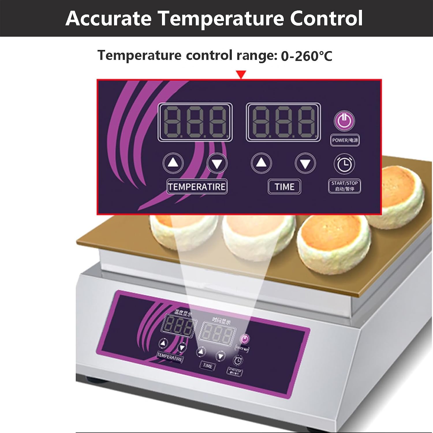 1300w Electric Machine Commercial Pancake Maker with 13.8x15inch Heating Plates, Non-Stick Electric Contact Grill Bread Machine For Home Use,