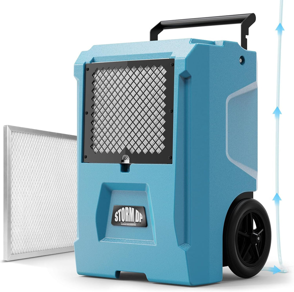 ALORAIR 110 Pints Dehumidifier Commercial Grade Built-in Pump, Includes Drain Hose, Ideal for Large Basements, Industrial or Commercial Spaces and Job Sites, 5 Years Warranty (DP50 Blue)