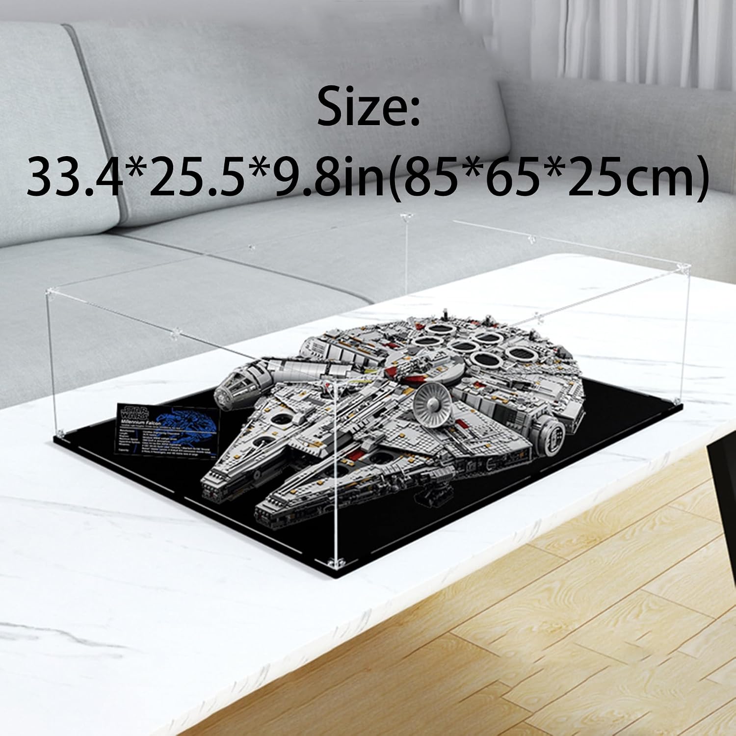 Acrylic Display Case Compatible to Lego #75192 Ultimate Millennium Falcon (33.4*25.5*9.8in), Display Cases for Collectibles, Sturdy Protection for Your Collectible,Black Base