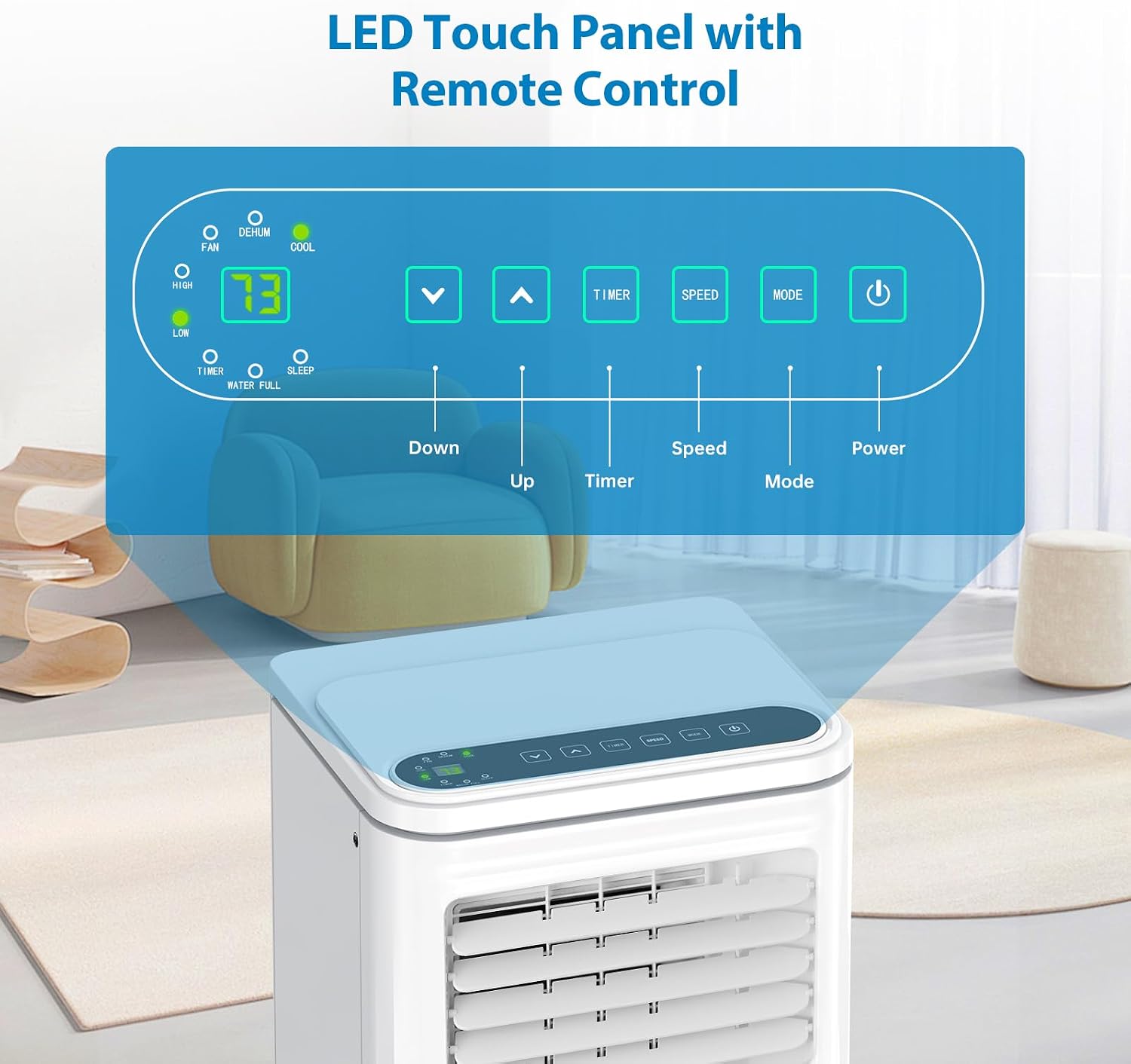 10,000 BTU Portable Air Conditioners, 3-in-1 ModesUp to 450 Sq.Ft.,LED Display, Remote Control, 24H Timer, Quiet Floor AC with Window Installation Kit,for Bedroom.